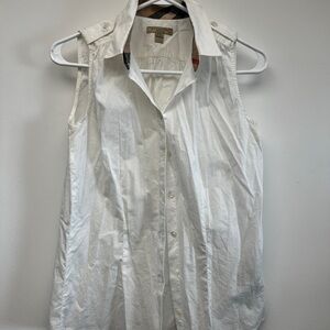 Burberry White Sleeveless Button-Up Shirt